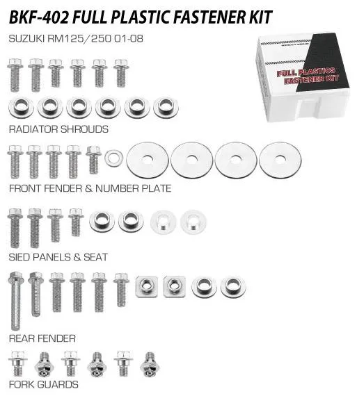 282-bkf-402. MSD Plastics Fastener Kit - RM125/250 01-09