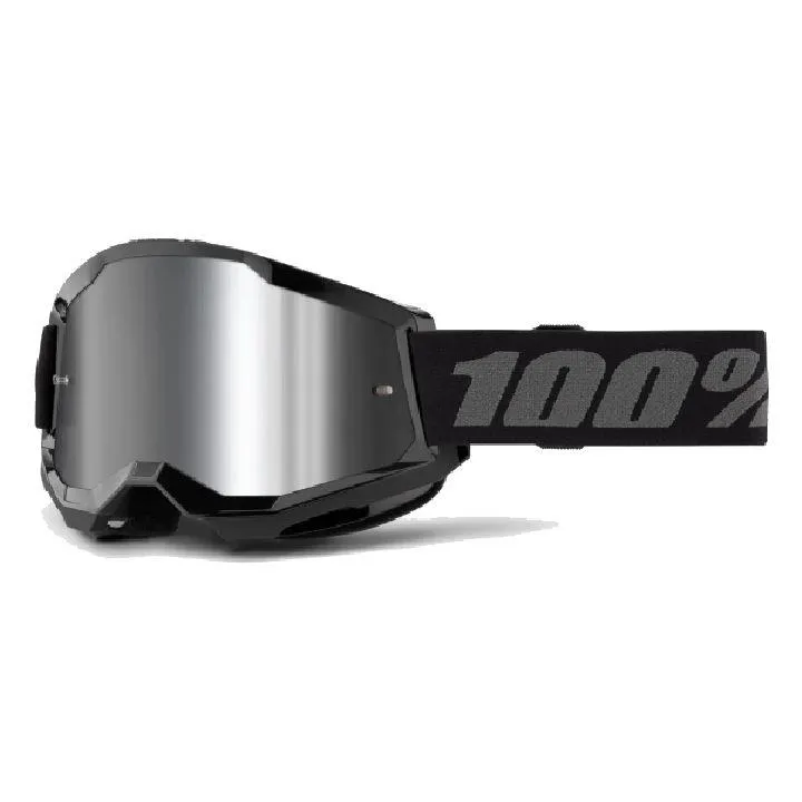 10025003200001 #1. 100% Strata 2 Jnr Black Goggle - Silver Mirror Lens