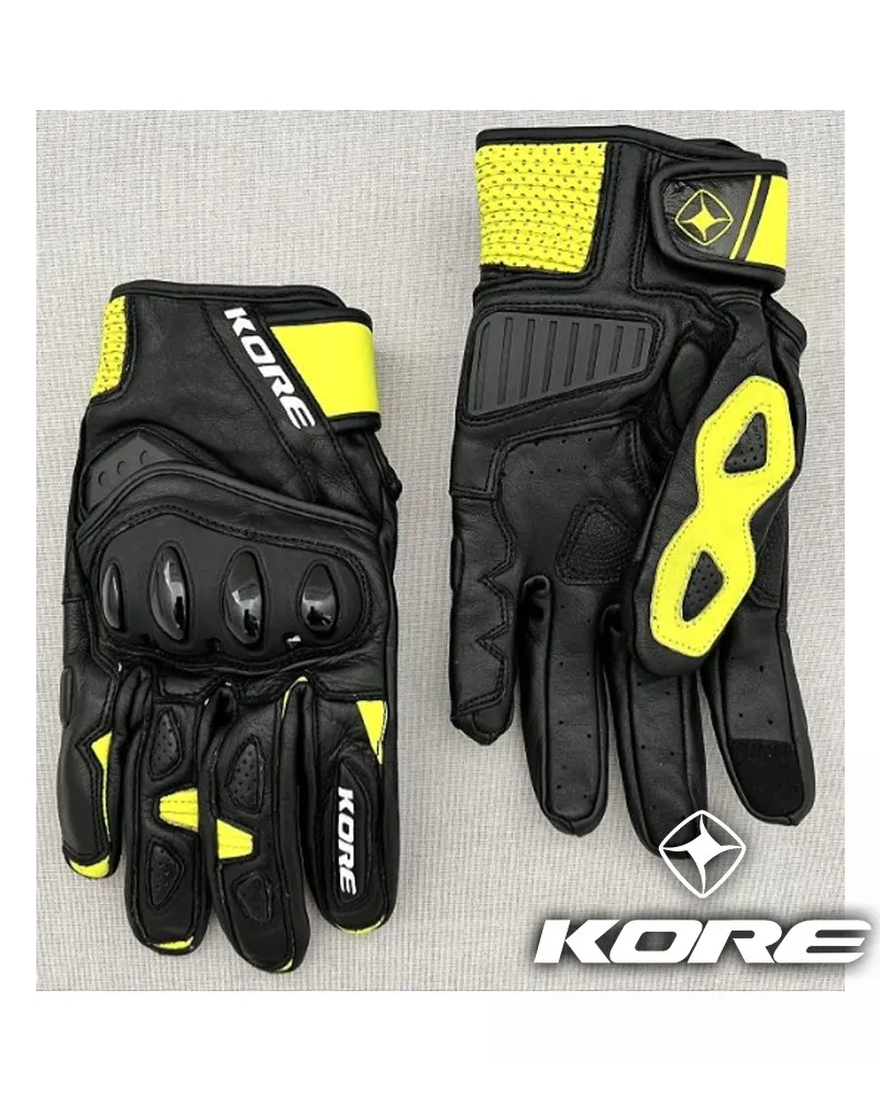 390-GL276-BF#1.jpg. KORE Blast Shorty Gloves - Black/Yellow Fluo