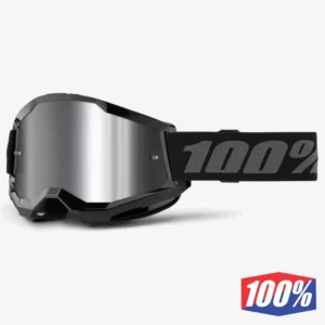 online-10025002800013. 100% Strata 2 Black Goggle - Silver Mirror Lens