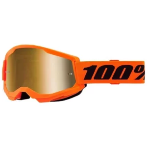 10025002800015 #1. 100% Strata 2 Neon Orange Goggle - Gold Mirror Lens