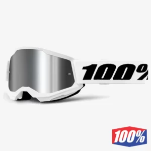 online-10025002800019. 100% Strata 2 White Goggle - Silver Mirror Lens