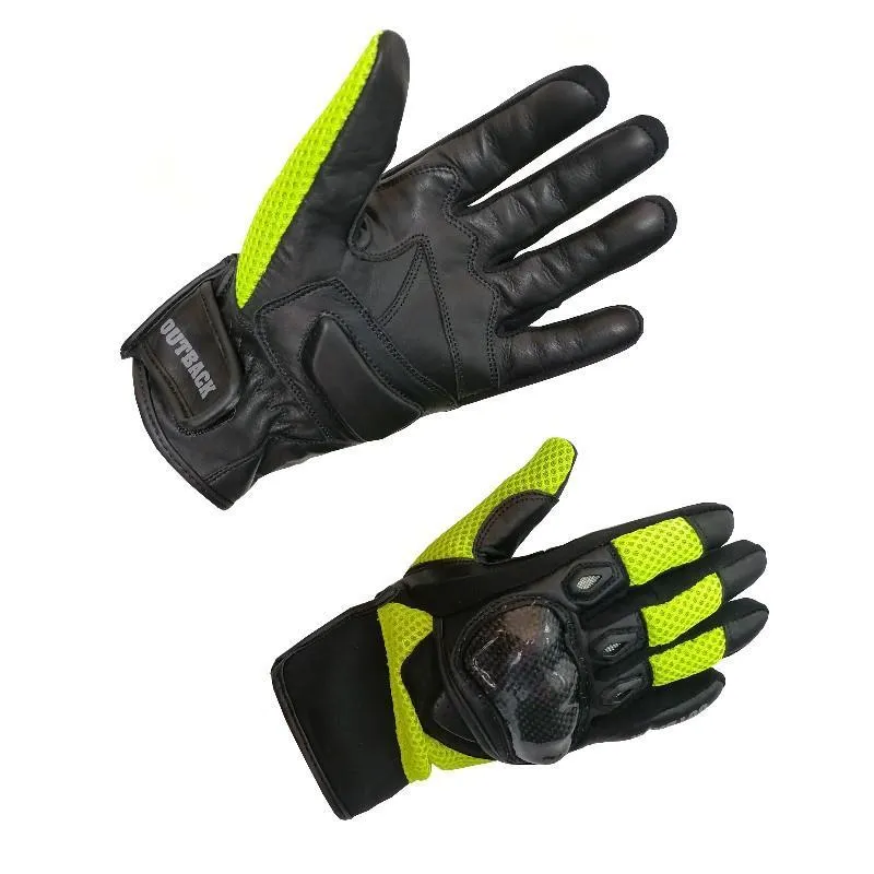 390-GL159G-BF #1. OUTBACK Air Mesh Gloves - Black/Fluo