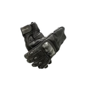 390-gl203. OUTBACK Short Leather Gloves - Black