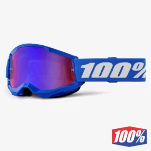 online-10025003200008. 100% Strata 2 Jnr Blue/Red Goggle - Blue Mirror Lens