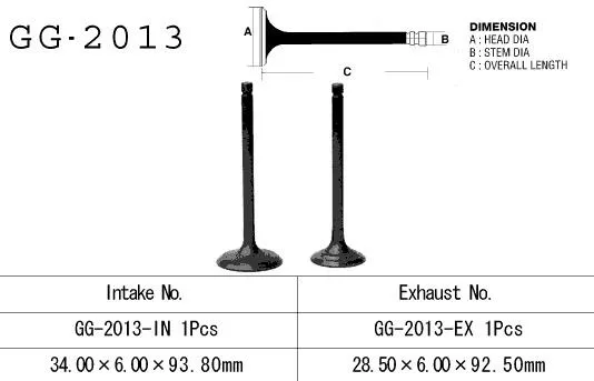362-gg-2013-in. VESRAH Intake Valve - TW200/TT-R230/YFM250R