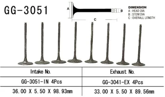 362-gg-3051-in. VESRAH Intake Valve - SV1000/TL1000/DL1000