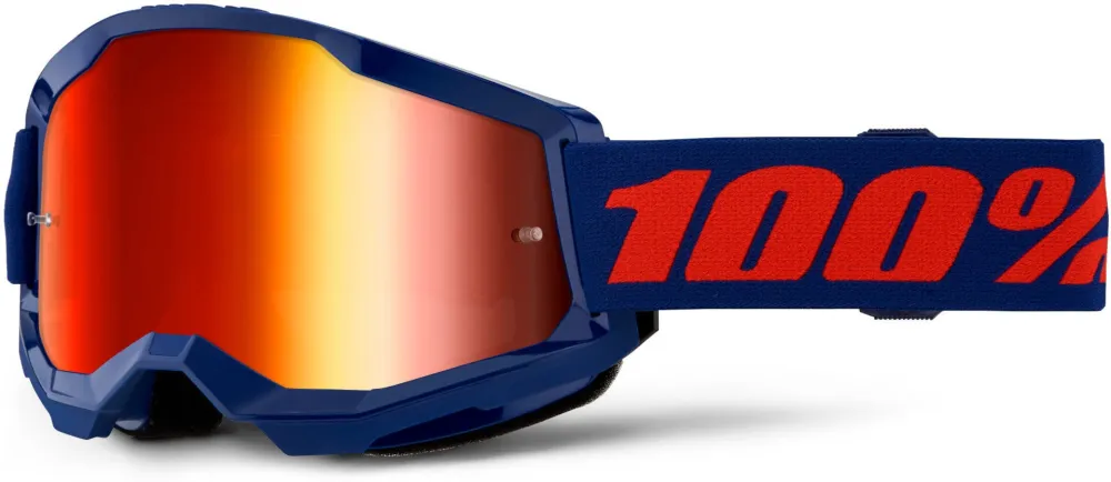 10025002800021 #1. 100% Strata 2 Navy Goggle - Red Mirror Lens