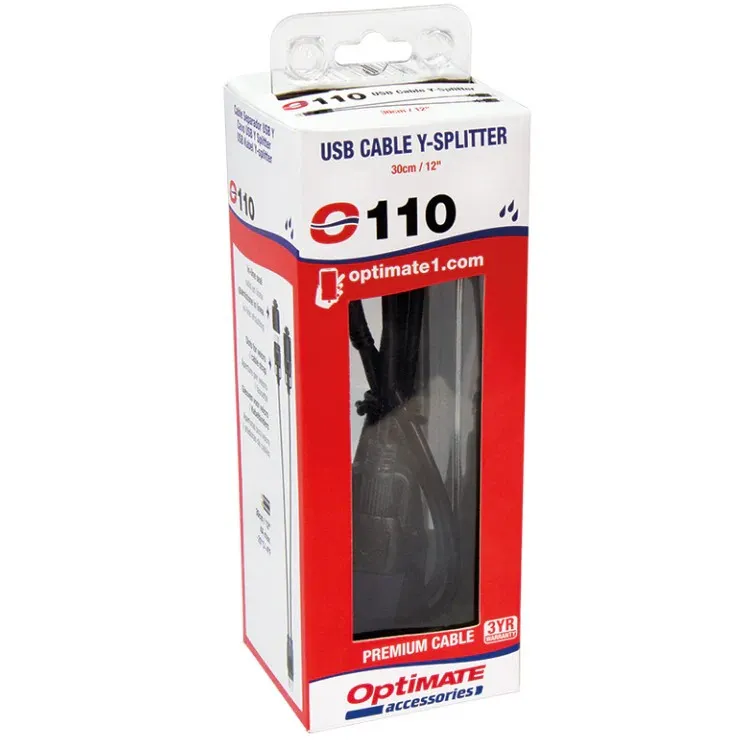 O110-SINGLE #5. OPTIMATE Y-Splitter USB 2Amp - 2 X USB 1Amp