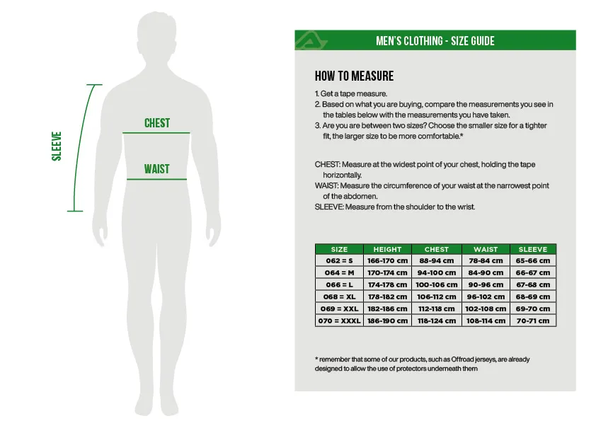 12454_size_en. ACERBIS Gordon Vented Jacket - Green/Orange