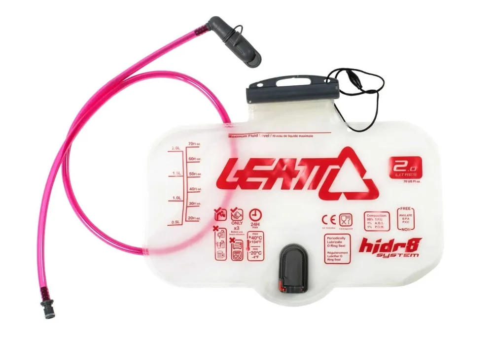 7018210120-1-done. Leatt Bladder Flat CleanTech 2L Horizontal with tube and bite valve