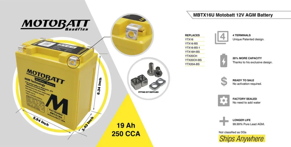 MBTX16U #4. MOTOBATT MBTX16U Battery