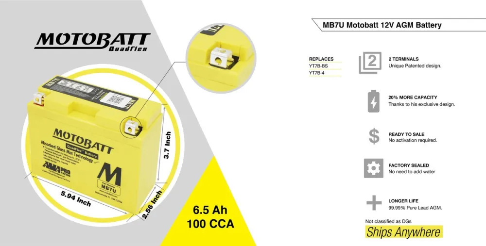 MB7U #4. MOTOBATT MB7U Battery