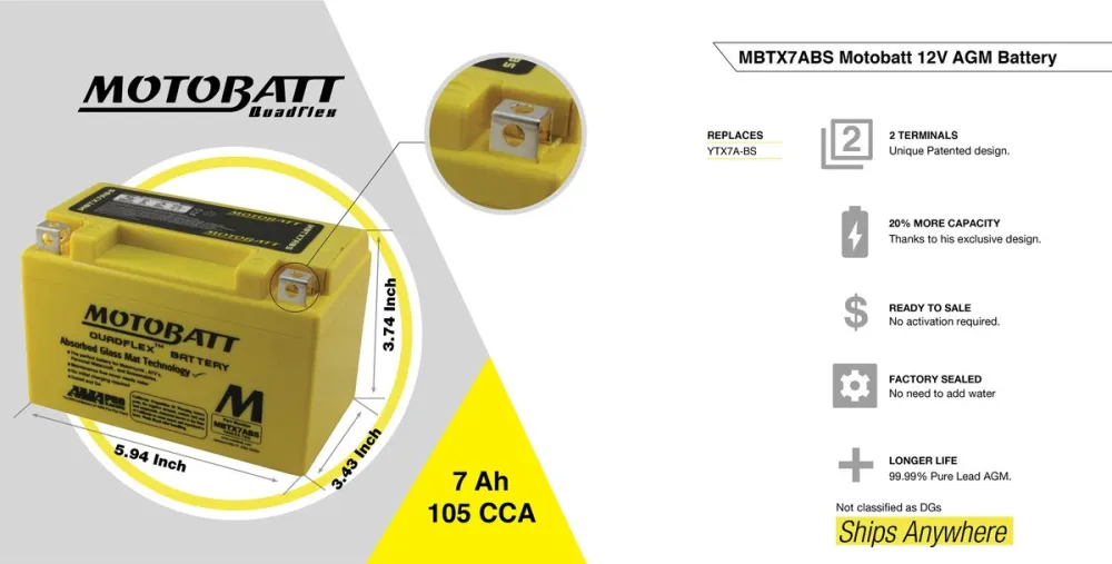 MBTX7ABS #4. MOTOBATT MBTX7ABS Battery