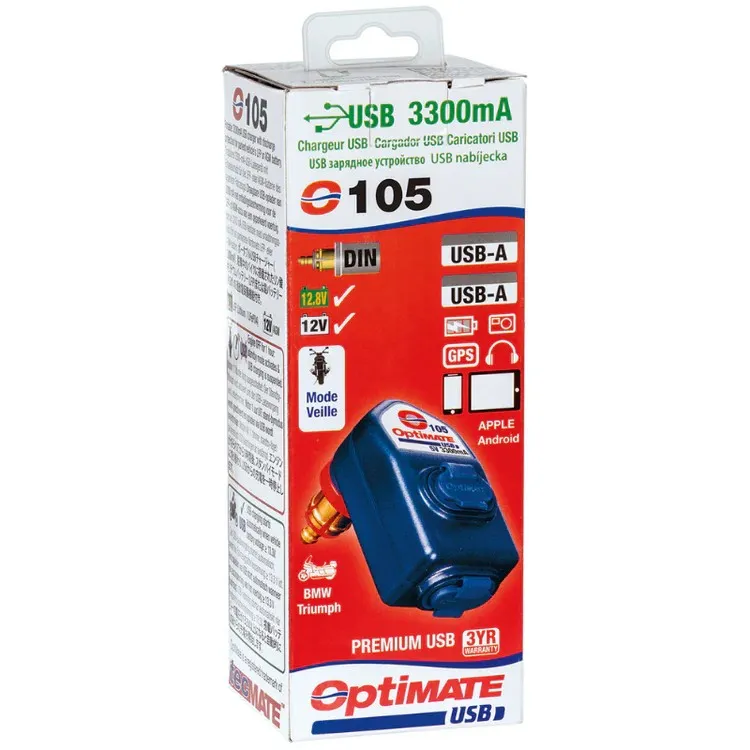 O105-SINGLE #4. OPTIMATE Charger Dual Output USB - BMW/Triumph