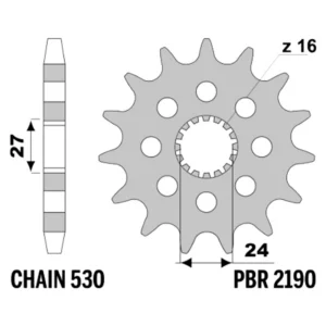 213-F-2190-16#1.jpg. PBR Front Sprocket 2190-16