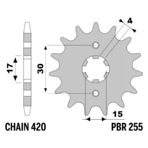 213-F-0255-14#1.jpg. PBR Front Sprocket 255-14
