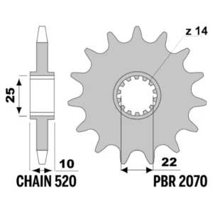 213-F-2070-12#1.jpg. PBR Front Sprocket 2070-12