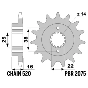 213-F-2075-15#1.jpg. PBR Front Sprocket 2075-15