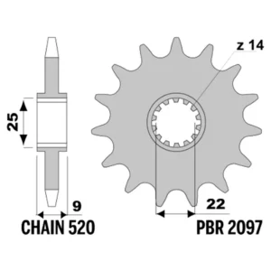 213-F-2097-14#1.jpg. PBR Front Sprocket 2097-14