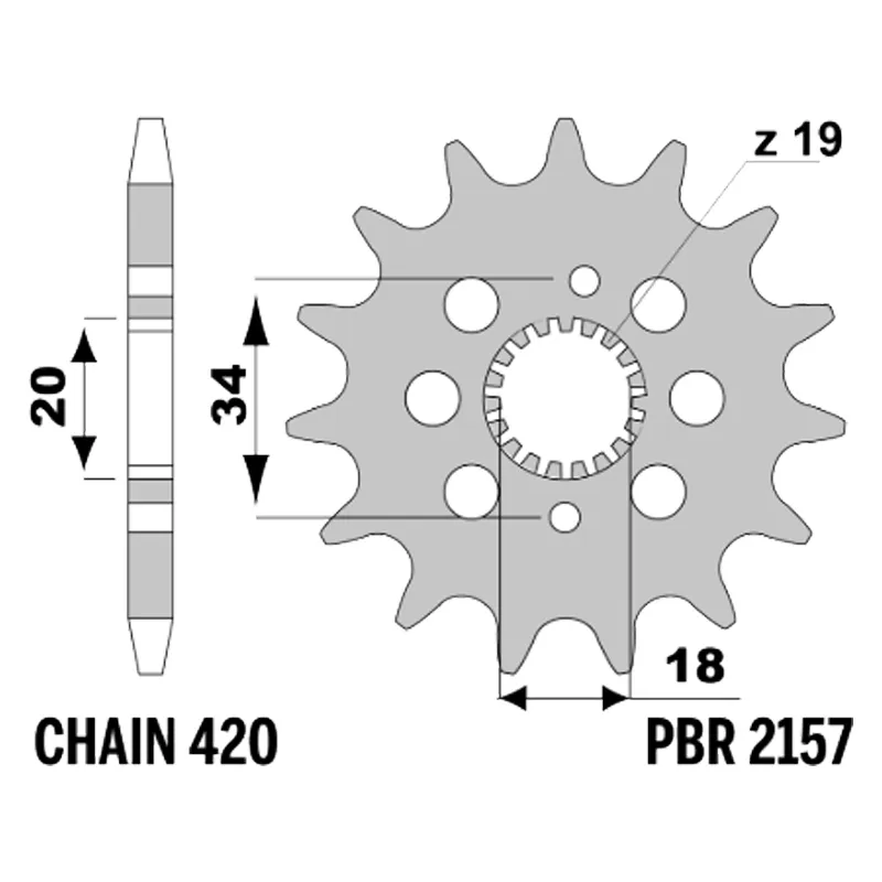 213-F-2157-16#1.jpg. PBR Front Sprocket 2157-16