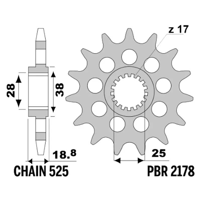 213-F-2178-15#1.jpg. PBR Front Sprocket 2178-15