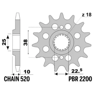 213-F-2200-15#1.jpg. PBR Front Sprocket 2200-15