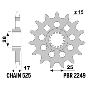 213-F-2249-15#1.jpg. PBR Front Sprocket 2249-15