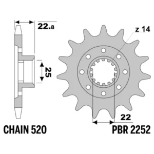213-F-2252-16#1.jpg. PBR Front Sprocket 2252-16