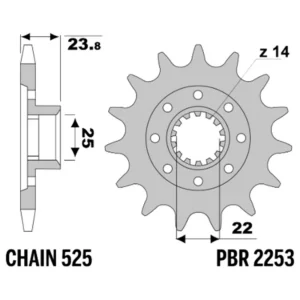213-F-2253-17#1.jpg. PBR Front Sprocket 2253-17