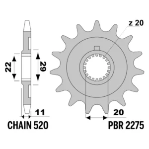 213-F-2275-14#1.jpg. PBR Front Sprocket 2275-14