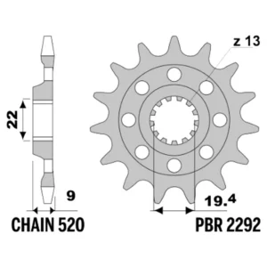 213-F-2292-14#1.jpg. PBR Front Sprocket 2292-14