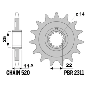 213-F-2311-14#1.jpg. PBR Front Sprocket 2311-14