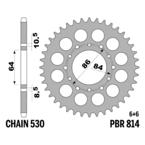 213-R-0814-44#1.jpg. PBR Rear Sprocket 814-44