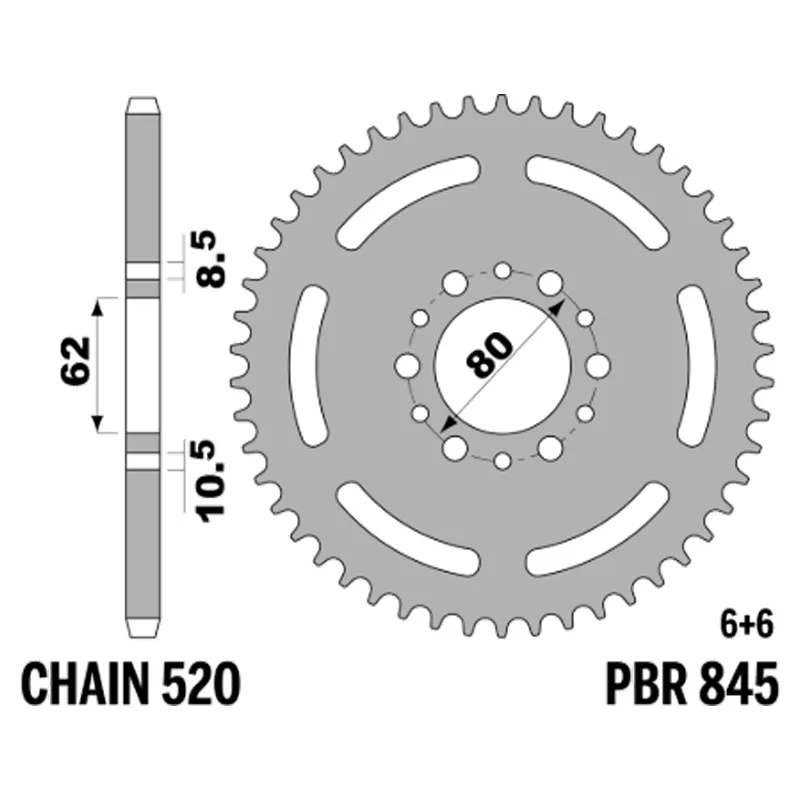 213-R-0845-45#1.jpg. PBR Rear Sprocket 845-45