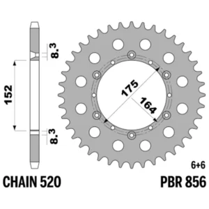 213-R-0856-47#1.jpg. PBR Rear Sprocket 856-47