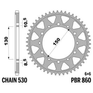 213-R-0860-45#1.jpg. PBR Rear Sprocket 860-45