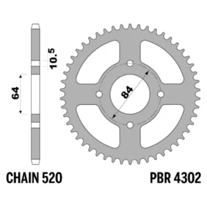 213-R-4302-38#1.jpg. PBR Rear Sprocket 4302-38