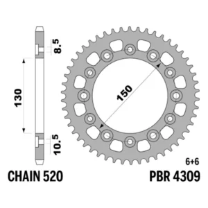 213-R-4309-40#1.jpg. PBR Rear Sprocket 4309-40