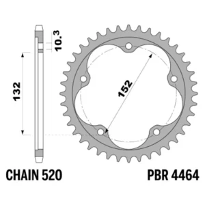 213-R-4464-43TEMP#1.jpg. PBR Rear Sprocket 4464-43 Tempered Steel