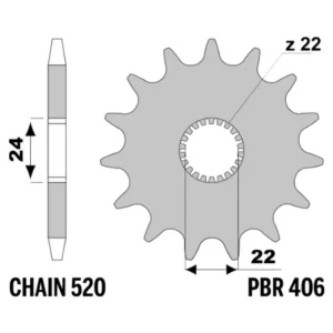 213-F-0406-14#1.jpg. PBR Front Sprocket 406-14