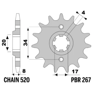 213-F-0267-13#1.jpg. PBR Front Sprocket 267-13
