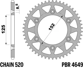 214-R-4649-49TAR#2.png. PBR Rear Sprocket 4649-49 Aluminuim - Red
