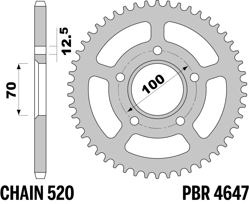 214-R-4647-44TA#2.png. PBR Rear Sprocket 4647-44 Aluminuim - Silver