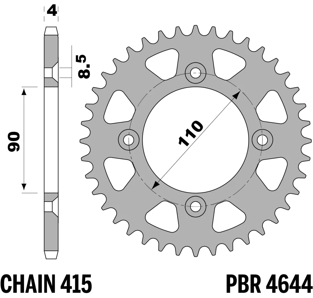214-R-4644-39TAU#2.png. PBR Rear Sprocket 4644-39 Aluminuim - Blue