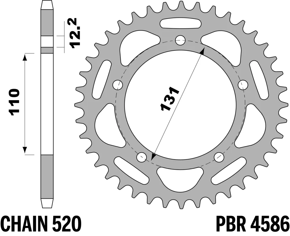 214-R-4586-46TA#2.png. PBR Rear Sprocket 4586-46 Aluminuim - Silver