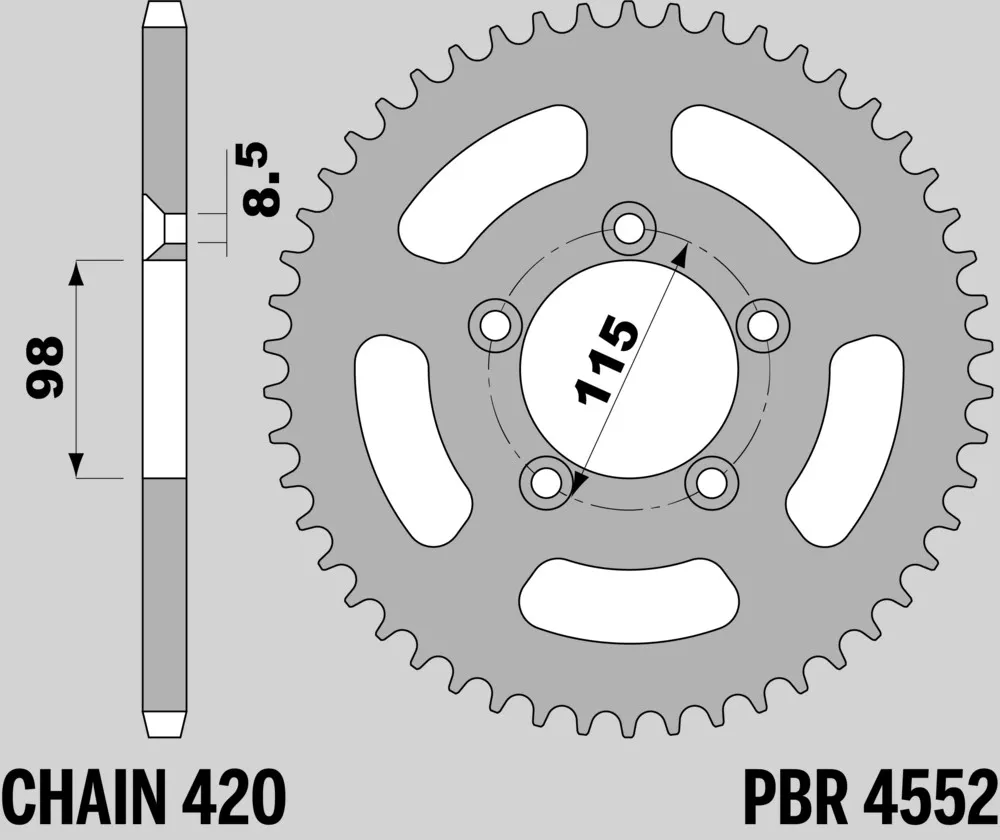 214-R-4552-50TA#2.jpg. PBR Rear Sprocket 4552-50 Aluminuim - Silver