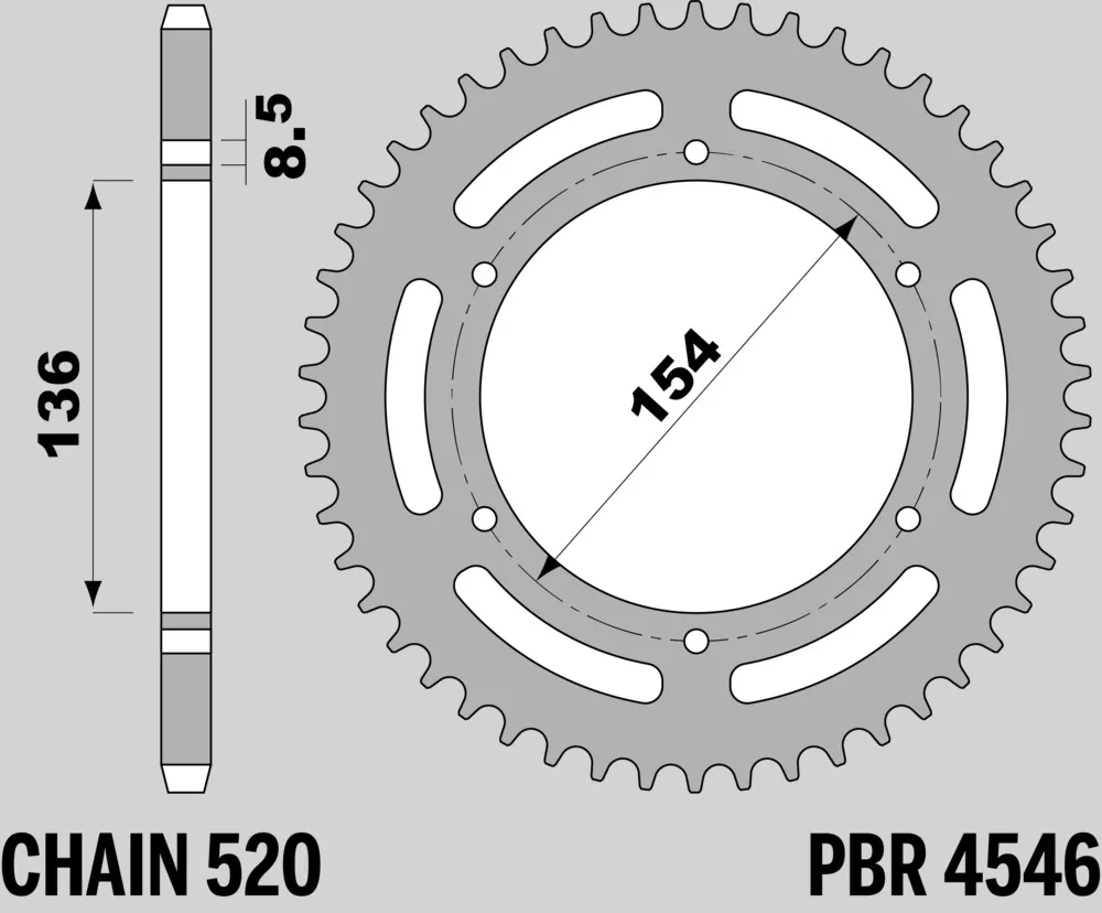 214-R-4546-47TA#2.jpg. PBR Rear Sprocket 4546-47 Aluminuim - Silver