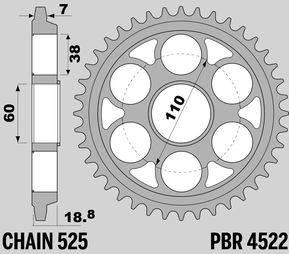 214-R-4522-40TA#2.jpg. PBR Rear Sprocket 4522-40 Aluminuim - Silver