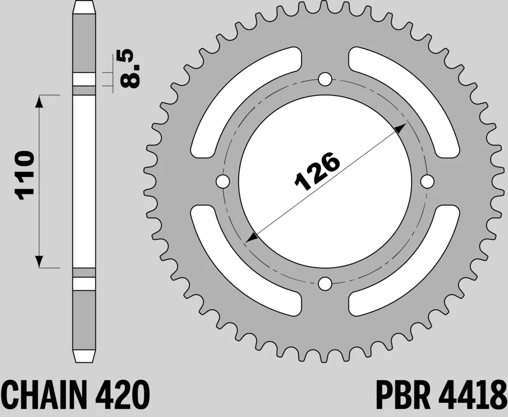 214-R-4418-46TA#2.jpg. PBR Rear Sprocket 4418-46 Aluminuim - Silver